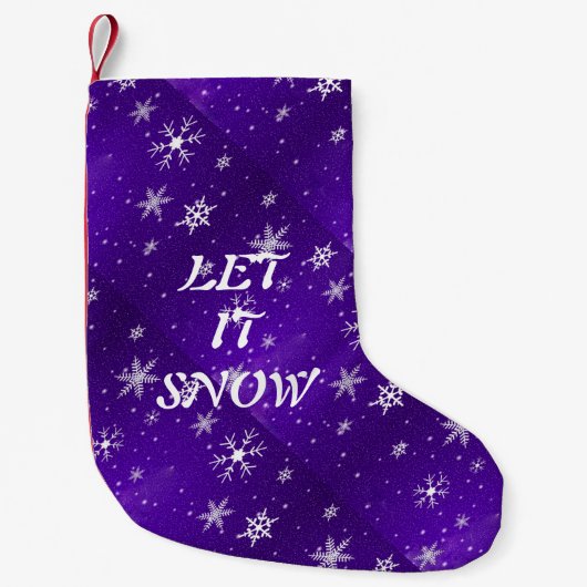 Chaussette de Noël bleu-violet à flocons de neige  (Devant)