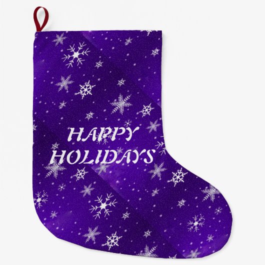 Chaussette de Noël bleu-violet à flocons de neige (Devant)