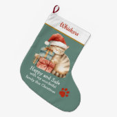 Chaussette de Noël Chat Endormi sur des Cadeaux – (Devant (Accrochage))