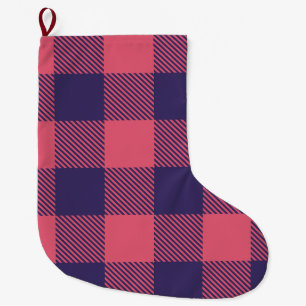 Chaussette de Noël Chèque Rose Magenta Indigo