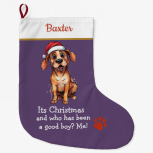 Chaussette de Noël Chien Mignon – avec texte drôle