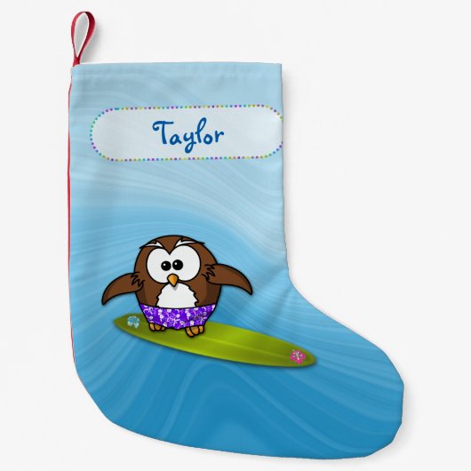 chaussette de Noël chouette surfeur (Devant)