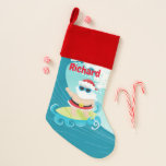 Chaussette De Noël Christmas beach Père Noël surf ajouter nom bas<br><div class="desc">conception par www.etsy.com/Shop/PrettyGrafikDesign retour par www.etsy.com/Shop/JLaurieStudio</div>