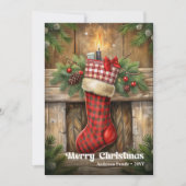 Chaussette de Noël classique et chaleureuse carte  (Devant)