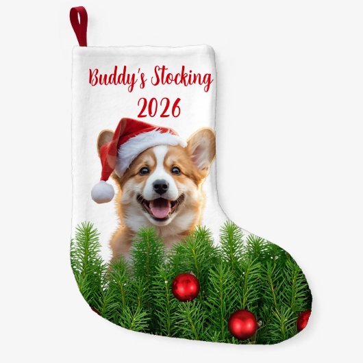 Chaussette de Noël Corgi Santa Paws (Devant)