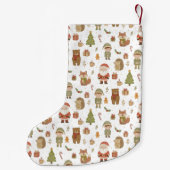 Chaussette de Noël d'animaux de la forêt dessinés (Dos)
