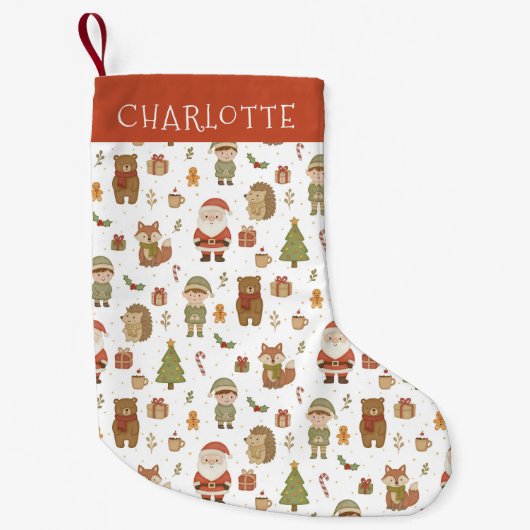 Chaussette de Noël d'animaux de la forêt dessinés (Devant)