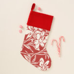 Chaussette De Noël Élégant rouge Abstrait Floral Illustration Motif<br><div class="desc">Ce chic bas de Noël de vacances présente un élégant motif botanique d'illustrations florales abstraites vintages en rouge et blanc.</div>