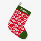 Chaussette de Noël Empreinte de Patte de Chien Rou (Devant (Accrochage))