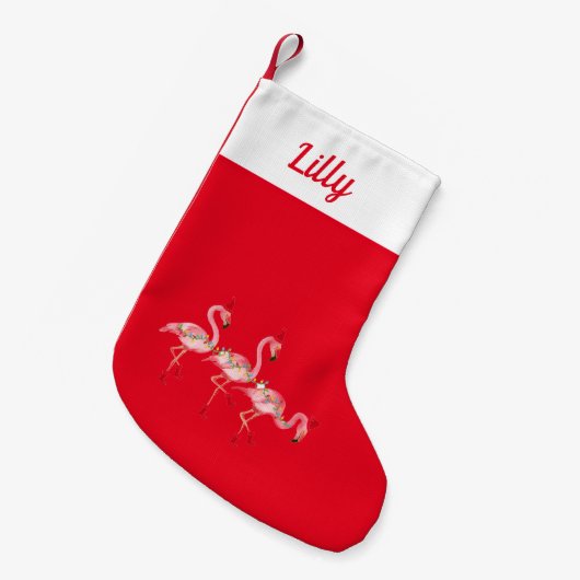 Chaussette de Noël en molleton corail avec monogra (Devant (Accrochage))