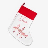 Chaussette de Noël en molleton corail avec monogra (Devant (Accrochage))
