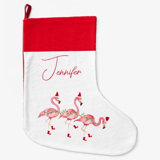 Chaussette de Noël en molleton corail avec monogra (Devant)