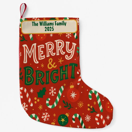 Chaussette de Noël familiale Merry & Bright (Devant)