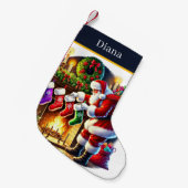 Chaussette de Noël festive Santa ajouter un nom (Devant (Accrochage))