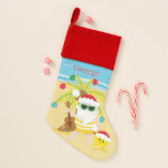 Chaussette De Noël fête Christmas beach Père Noël ajouter le nom<br><div class="desc">fête Christmas beach Père Noël ajouter le nom Christmas Stocking</div>
