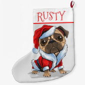 Chaussette de Noël géante Santa Pug (Dos)