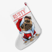 Chaussette de Noël géante Santa Pug (Dos (Accrochage))