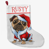 Chaussette de Noël géante Santa Pug (Devant)