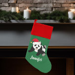 Chaussette De Noël Jolie Ours Panda Noël<br><div class="desc">Ce bel ours de panda de Noël est muni d'un mignon panda portant un chapeau de Père Noël rouge. Ce bas de Noël animal très personnalisé est décoré d'un arrière - plan de vacances vert menthe. Personnalisez avec votre propre texte en bas pour un cadeau élégant.</div>