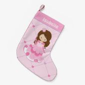Chaussette De Noël Jolie princesse Coeurs roses Petite fille Monogram (Devant (Accrochage))