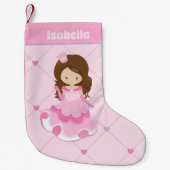 Chaussette De Noël Jolie princesse Coeurs roses Petite fille Monogram (Devant)