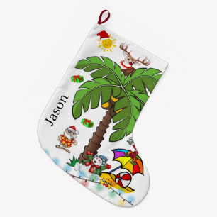 Chaussette de Noël joyeuse, Santa Claus Beach Bum