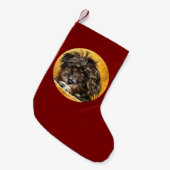 Chaussette de Noël marron avec chien Schnoodle (Devant (Accrochage))
