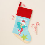 Chaussette De Noël Mignonne beach mermaid ajouter nom<br><div class="desc">conception par www.etsy.com/Shop/PrettyGrafikDesigns</div>