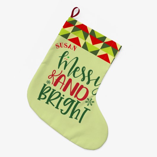 Chaussette de Noël nom joyeux et lumineux (Devant (Accrochage))