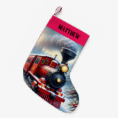 Chaussette de Noël Nostalgique Train Rouge (Devant (Accrochage))