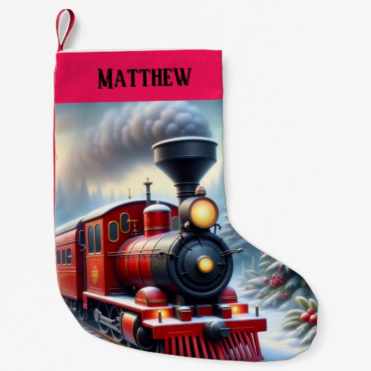 Chaussette de Noël Nostalgique Train Rouge (Devant)