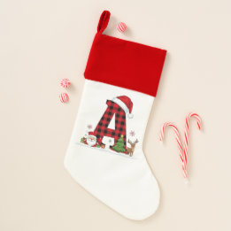 Chaussette De Noël Personalized Plaid Christmas Stocking Letter A