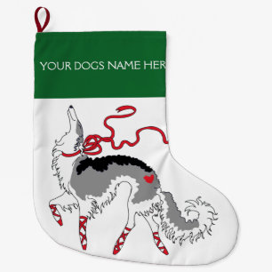 Chaussette de Noël personnalisable pour Borzoi en 