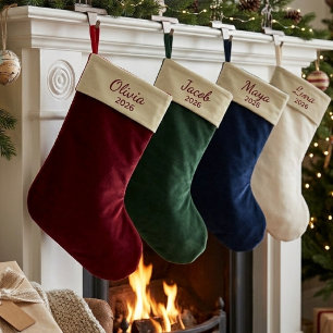 Chaussette de Noël personnalisée en bordeaux avec