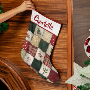 Chaussette de Noël personnalisée en patchwork 