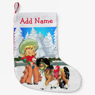 Chaussette De Noël Petite Cowgirl à la scène hivernale