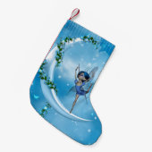 Chaussette De Noël Petite fée dansant sur la lune (Devant (Accrochage))