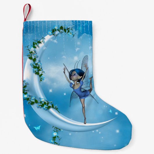 Chaussette De Noël Petite fée dansant sur la lune (Devant)