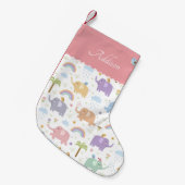 Chaussette De Noël Pink Pastel Elephant Motif pour petite fille (Devant (Accrochage))