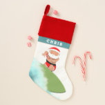 Chaussette De Noël Plage d'Hawaii<br><div class="desc">Surf créatif Père Noël réserve de vacances de Noël. Pour personnaliser la modification du texte pour ajouter un nom.</div>