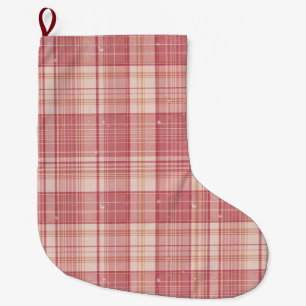 Chaussette de Noël pour chien à carreaux rose mini