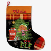 Chaussette de Noël pour fille - Petit Elfe Fantais (Devant)