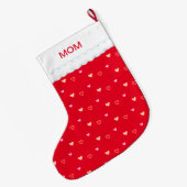 Chaussette de Noël pour maman rouge avec coeurs (Dos (Accrochage))