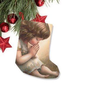 Chaussette De Noël Prier Petite fille Angel Radiant Halo Lumière