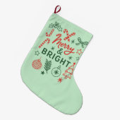 Chaussette de Noël rétro Merry & Bright | Festive  (Devant (Accrochage))