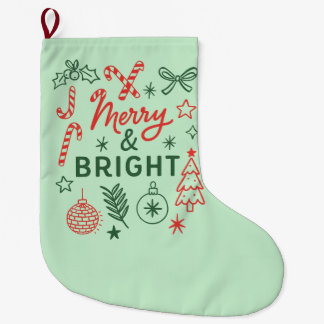 Chaussette de Noël rétro Merry & Bright | Festive