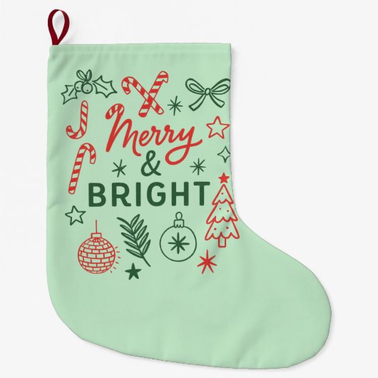 Chaussette de Noël rétro Merry & Bright | Festive  (Devant)