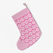 Chaussette de Noël rose empreinte de patte de chie (Dos (Accrochage))