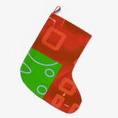 Chaussette de Noël Rouge Vert Géométrique (Devant (Accrochage))
