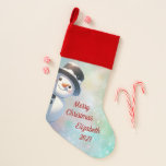 Chaussette De Noël Snowman avec chapeau supérieur<br><div class="desc">Snowman avec haut Chapeau Noël Stocker Personnaliser</div>